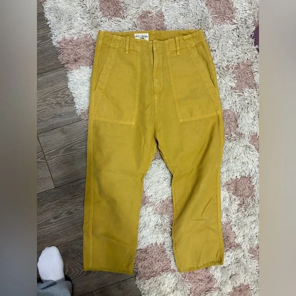 Nili Lotan Cropped Mustard Yellow Women's Pants
